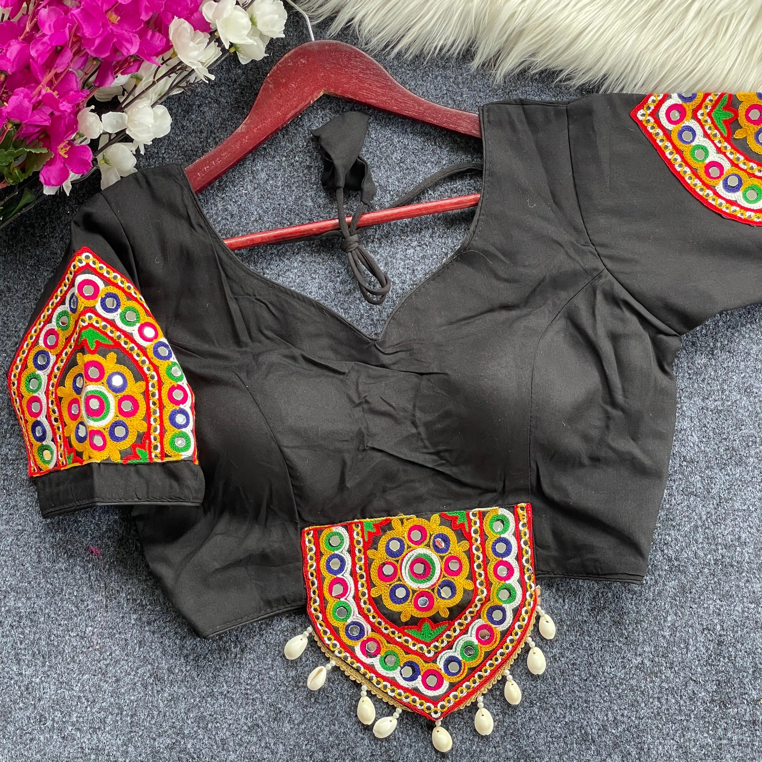 Navratri Traditional Garba Spl. Pure Cotton Halter Neck Blouse For Women's