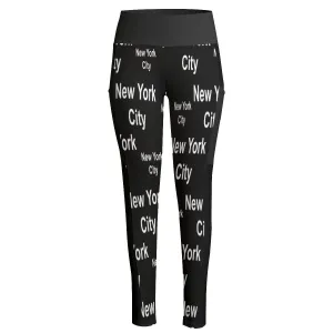 New York City Black High Waist Leggings With Side Pockets up to 6 XL