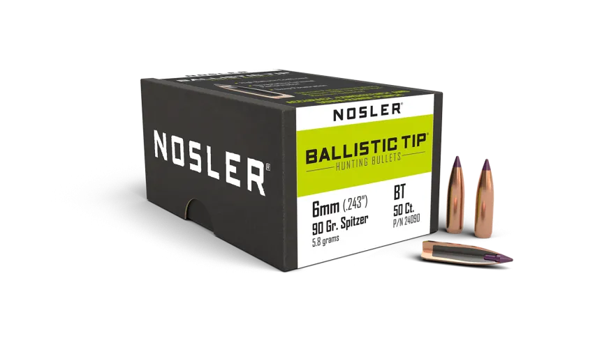 Nosler Ballistic Tip 6mm 90gr Hunting Projectiles - 50pk