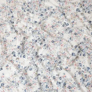 Off white Premium pure silk crepe fabric with multicolor print having gold metallic lurex in floral design-D15732