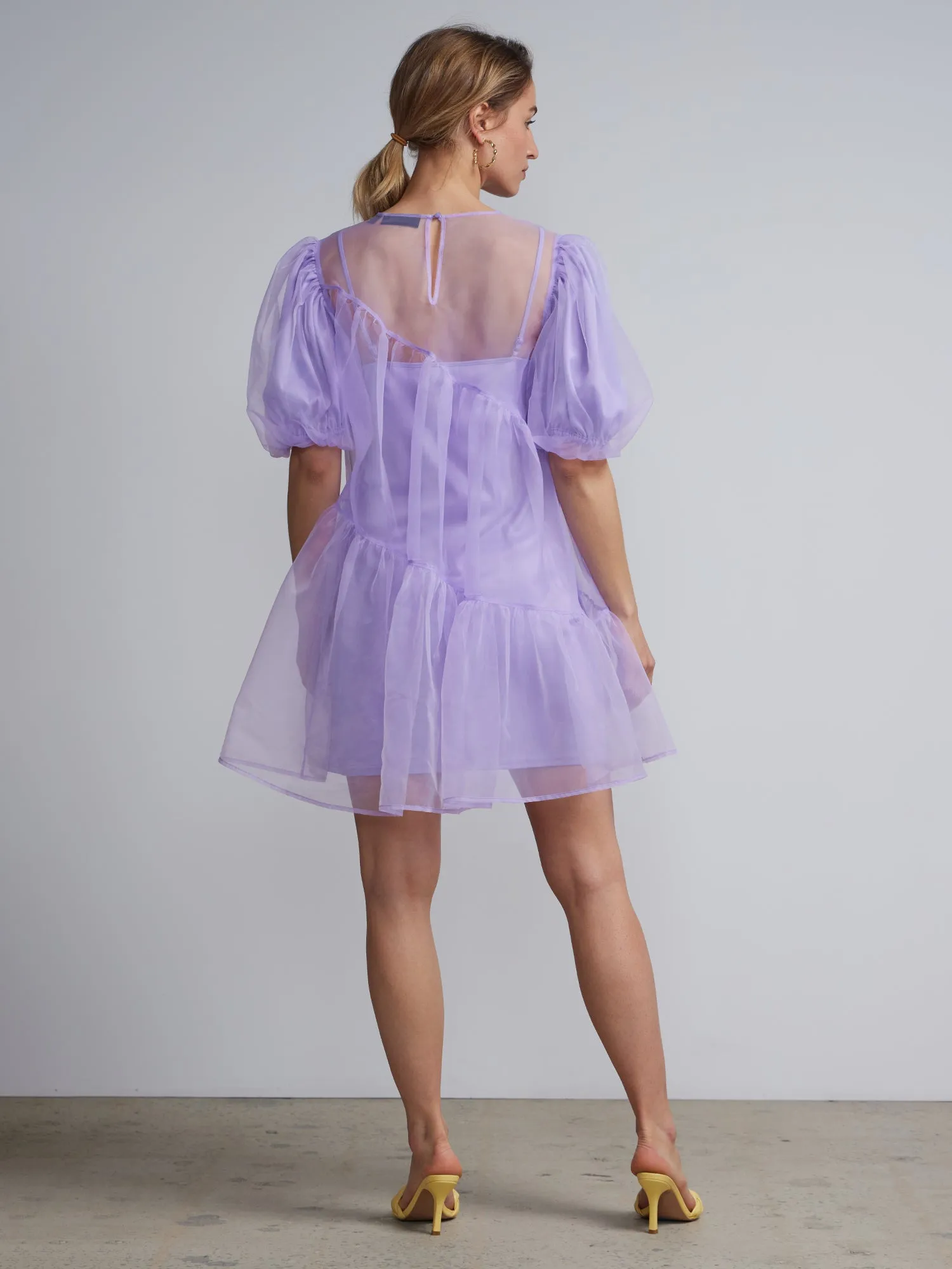 Organza Puff-Sleeve Bubble Dress