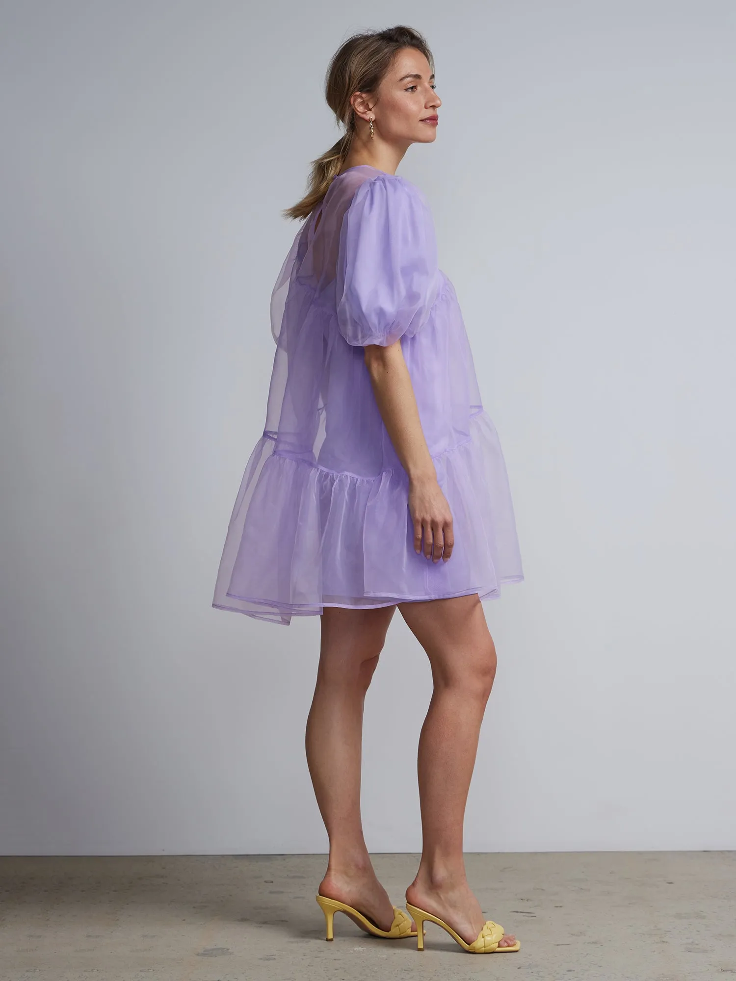 Organza Puff-Sleeve Bubble Dress