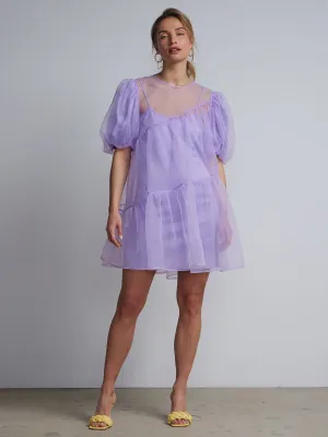 Organza Puff-Sleeve Bubble Dress