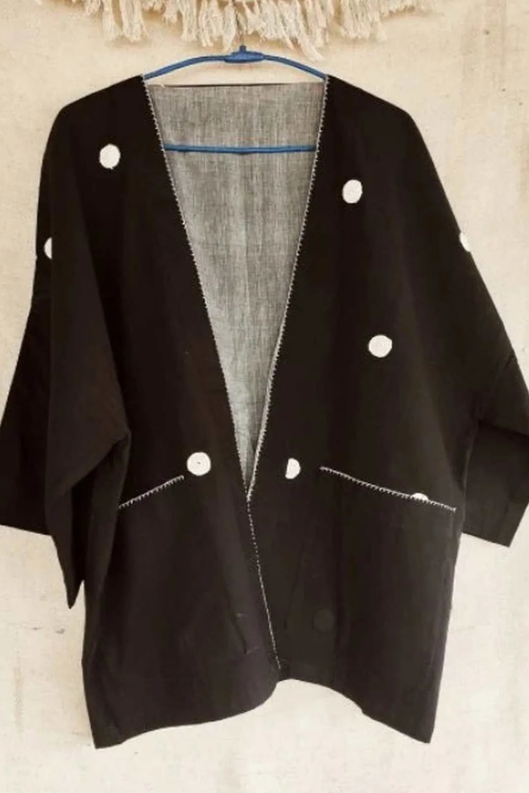 Patch over Patch Black and white dot Jacket