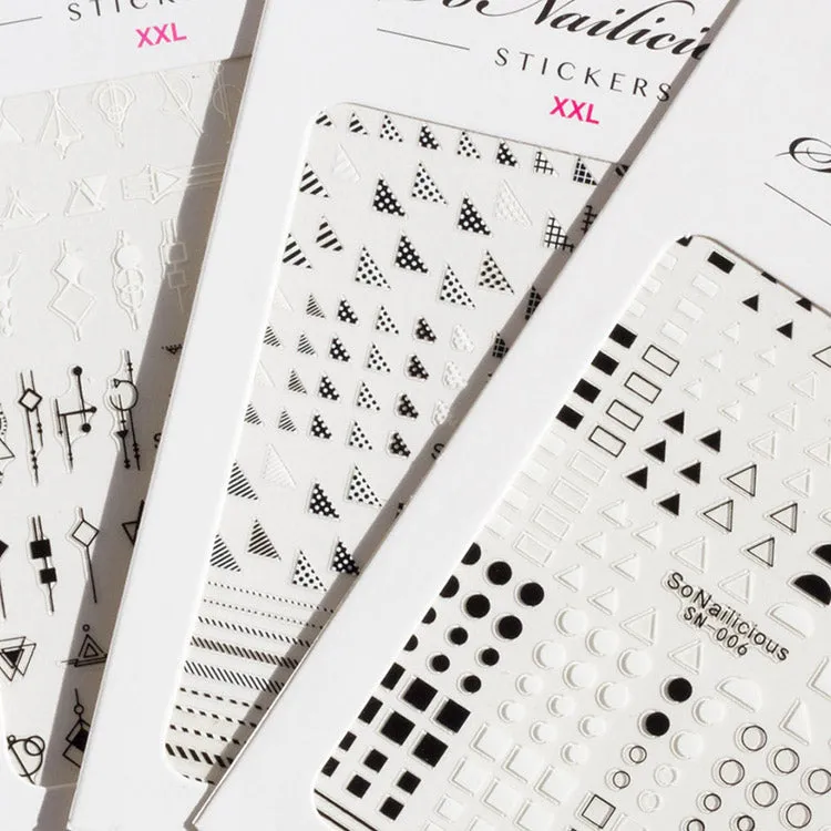 Patterned Geometric Nail Stickers - 007 XXL