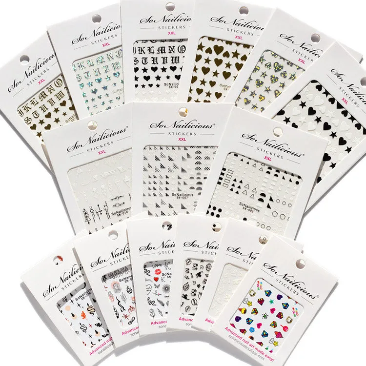Patterned Geometric Nail Stickers - 007 XXL