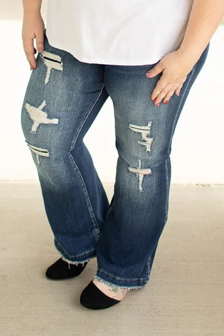 Paxton Destroyed Mid Rise Flare Jeans (1-22) - 31" Inseam