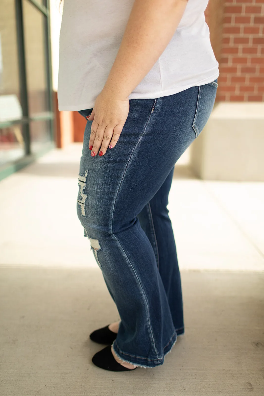 Paxton Destroyed Mid Rise Flare Jeans (1-22) - 31" Inseam