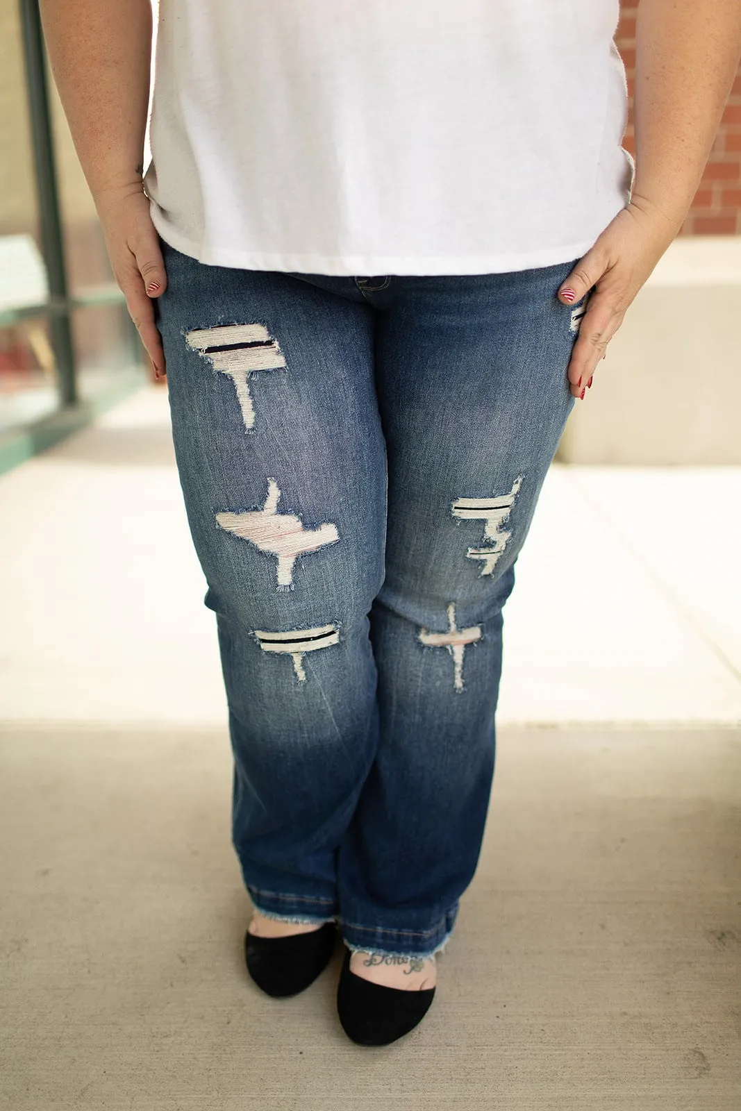 Paxton Destroyed Mid Rise Flare Jeans (1-22) - 31" Inseam