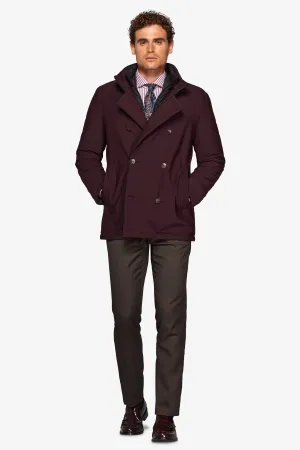 Peacoat doppiopetto trapuntato bordeaux
