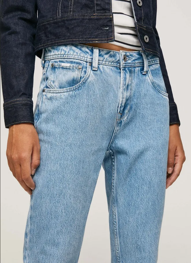Pepe Jeans pantalone jeans da donna Violet Mom Carrot vestibilità a vita alta PL204176PD4R blu chiaro