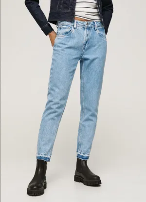Pepe Jeans pantalone jeans da donna Violet Mom Carrot vestibilità a vita alta PL204176PD4R blu chiaro