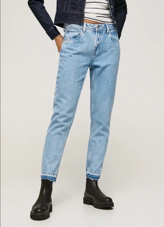Pepe Jeans pantalone jeans da donna Violet Mom Carrot vestibilità a vita alta PL204176PD4R blu chiaro