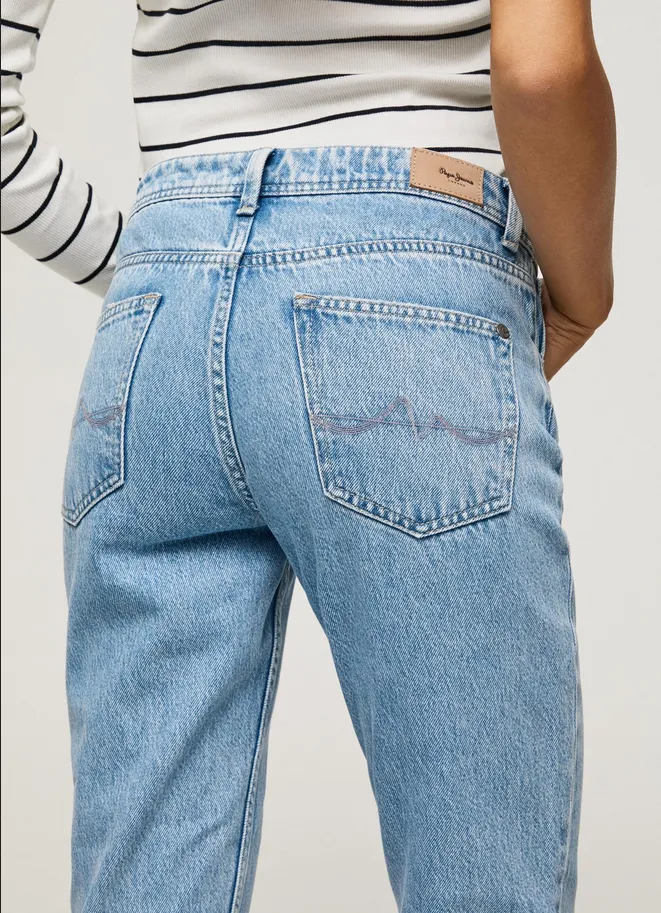 Pepe Jeans pantalone jeans da donna Violet Mom Carrot vestibilità a vita alta PL204176PD4R blu chiaro
