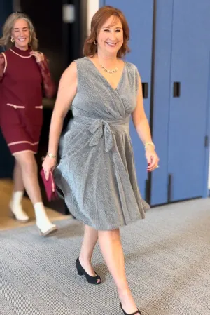 Pewter Sparkle Wrap Dress