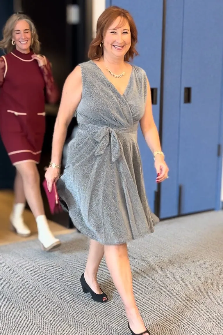Pewter Sparkle Wrap Dress