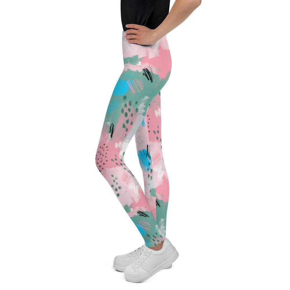 Pink Abstract Youth Leggings