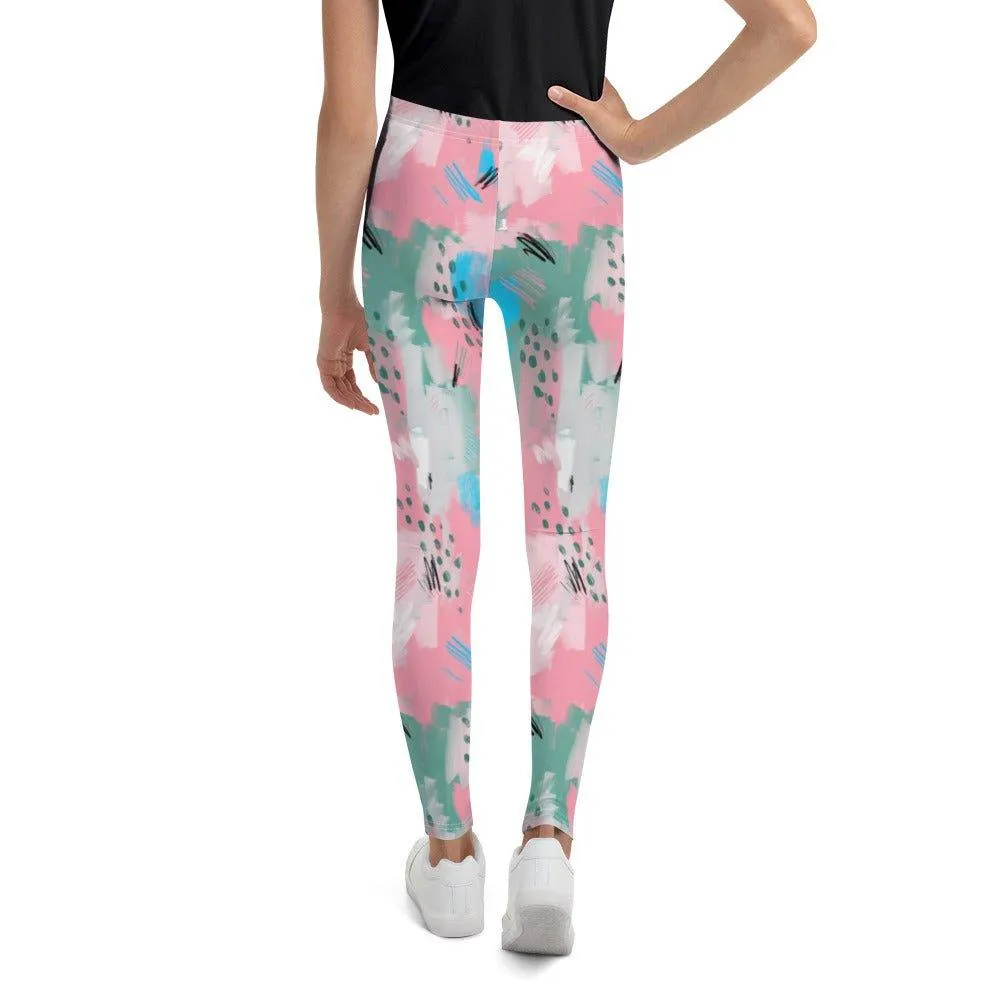 Pink Abstract Youth Leggings