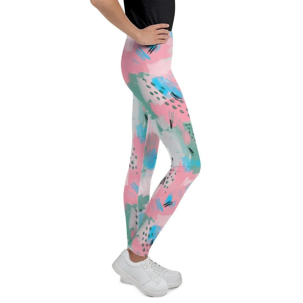 Pink Abstract Youth Leggings