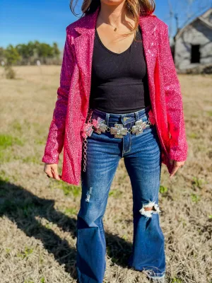 Pink Kadence Sequin Blazer