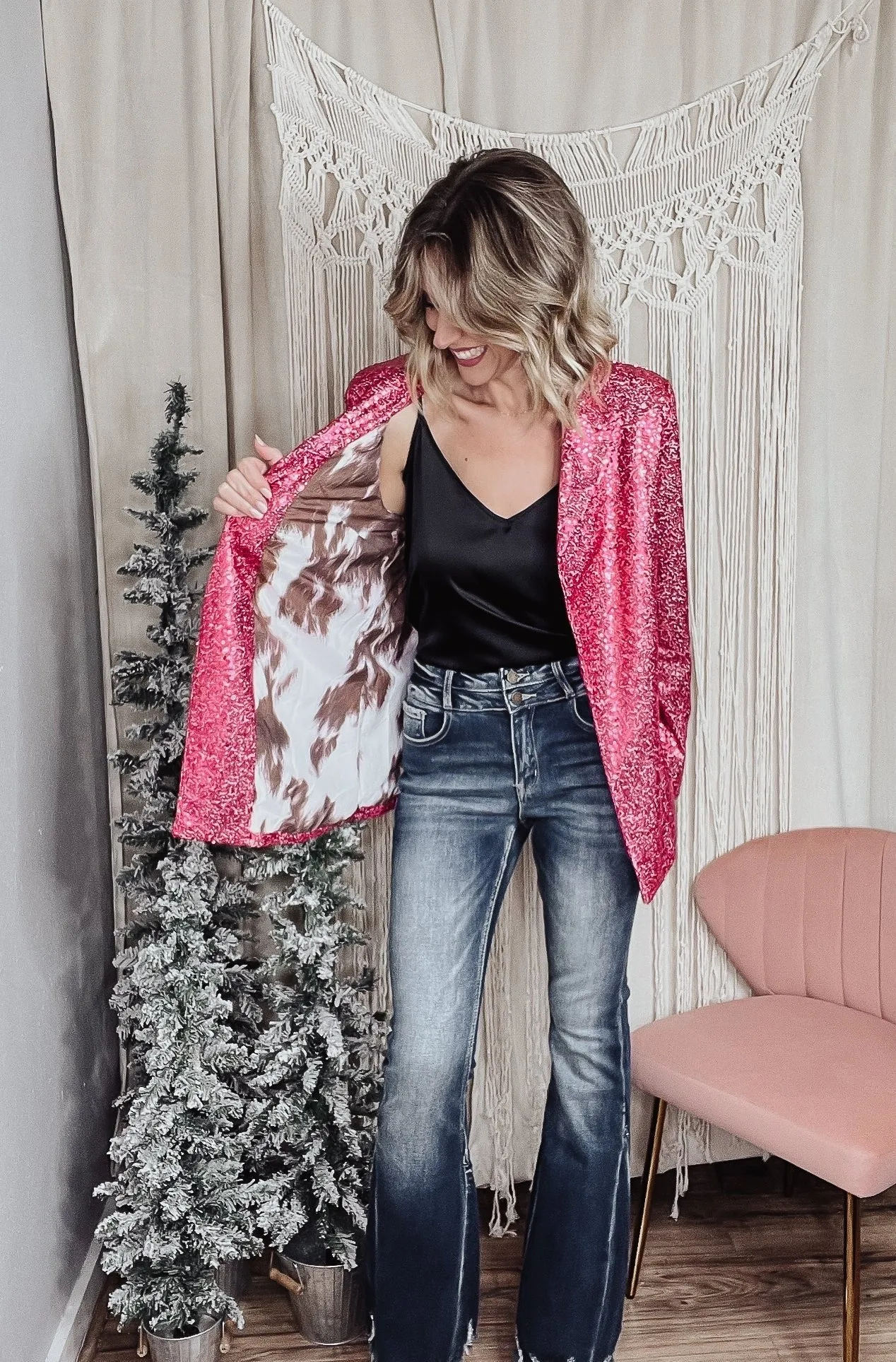 Pink Kadence Sequin Blazer