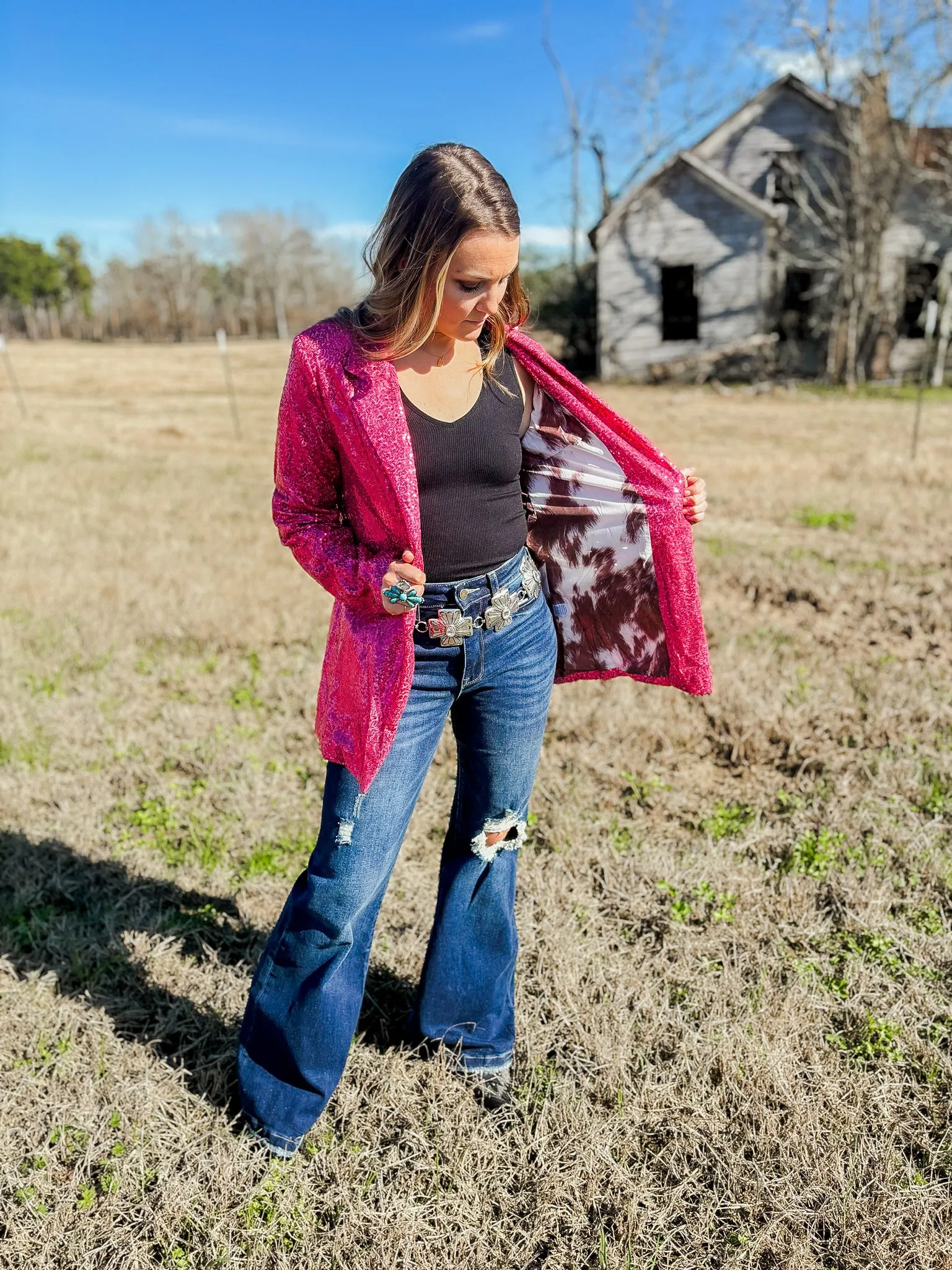 Pink Kadence Sequin Blazer