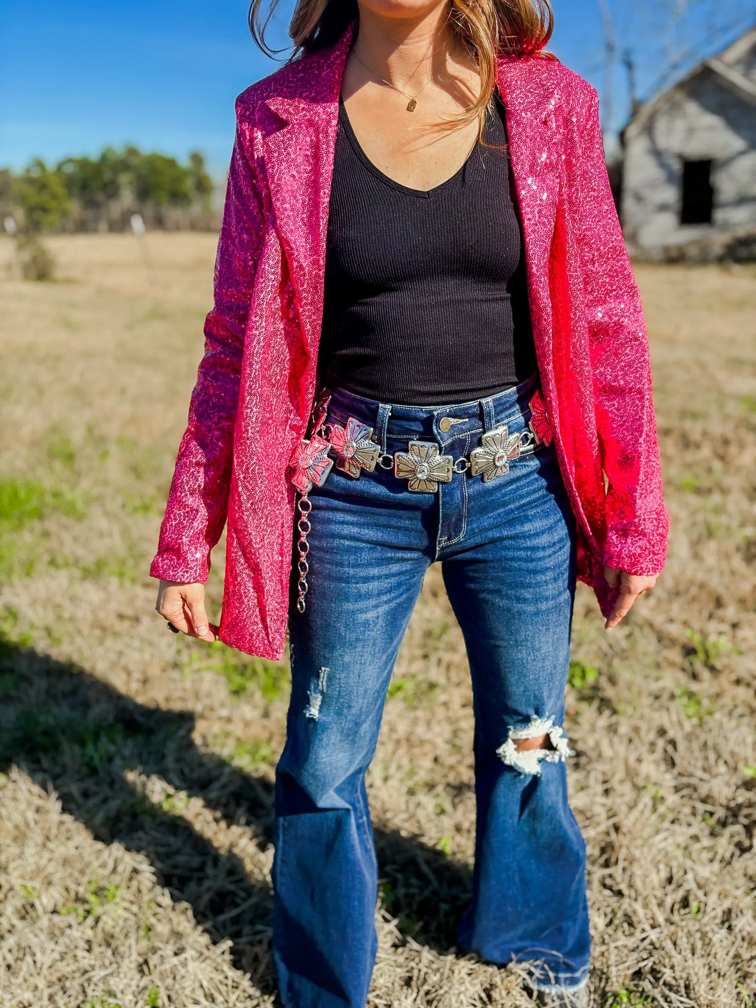 Pink Kadence Sequin Blazer