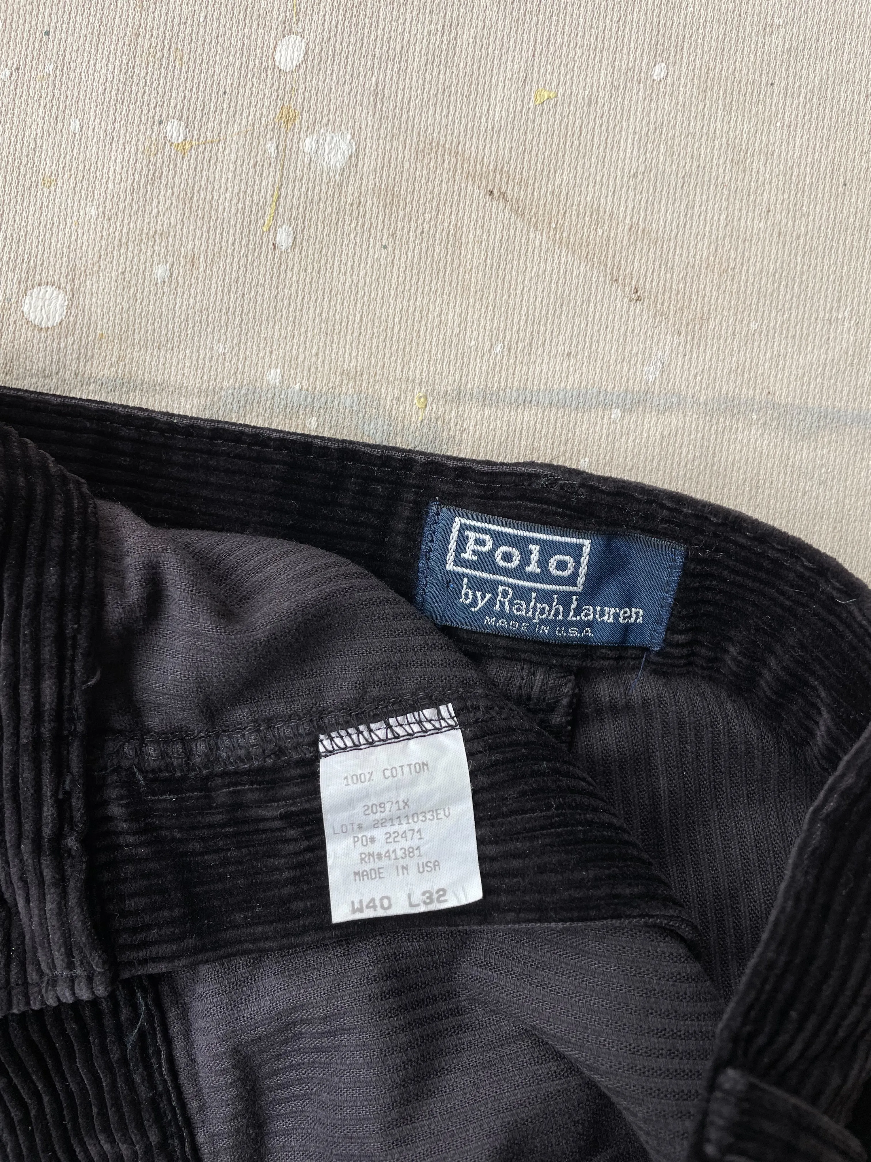 POLO RALPH LAUREN CORDUROY PANTS—BLACK [40X32]