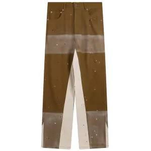 PopFlying Vintage Color Block Jeans Splatter Graffiti