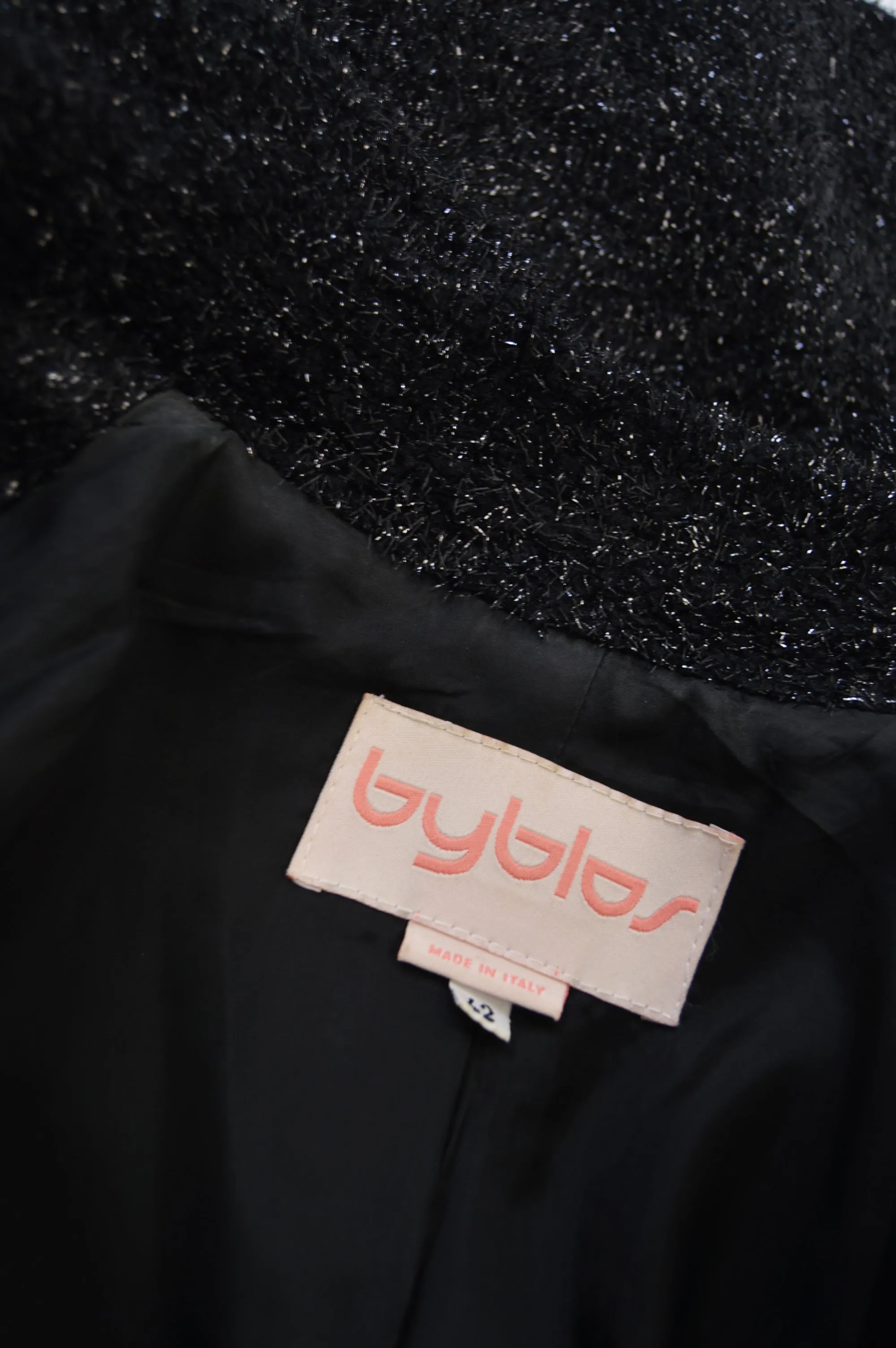 Preowned Black Fuzzy Vintage Lurex & Wool Jacket, 1980s