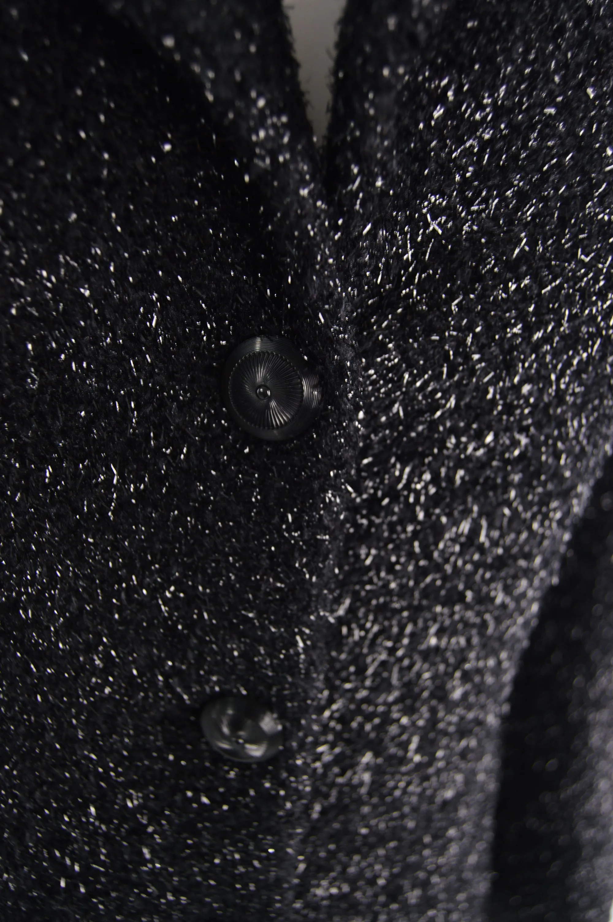 Preowned Black Fuzzy Vintage Lurex & Wool Jacket, 1980s