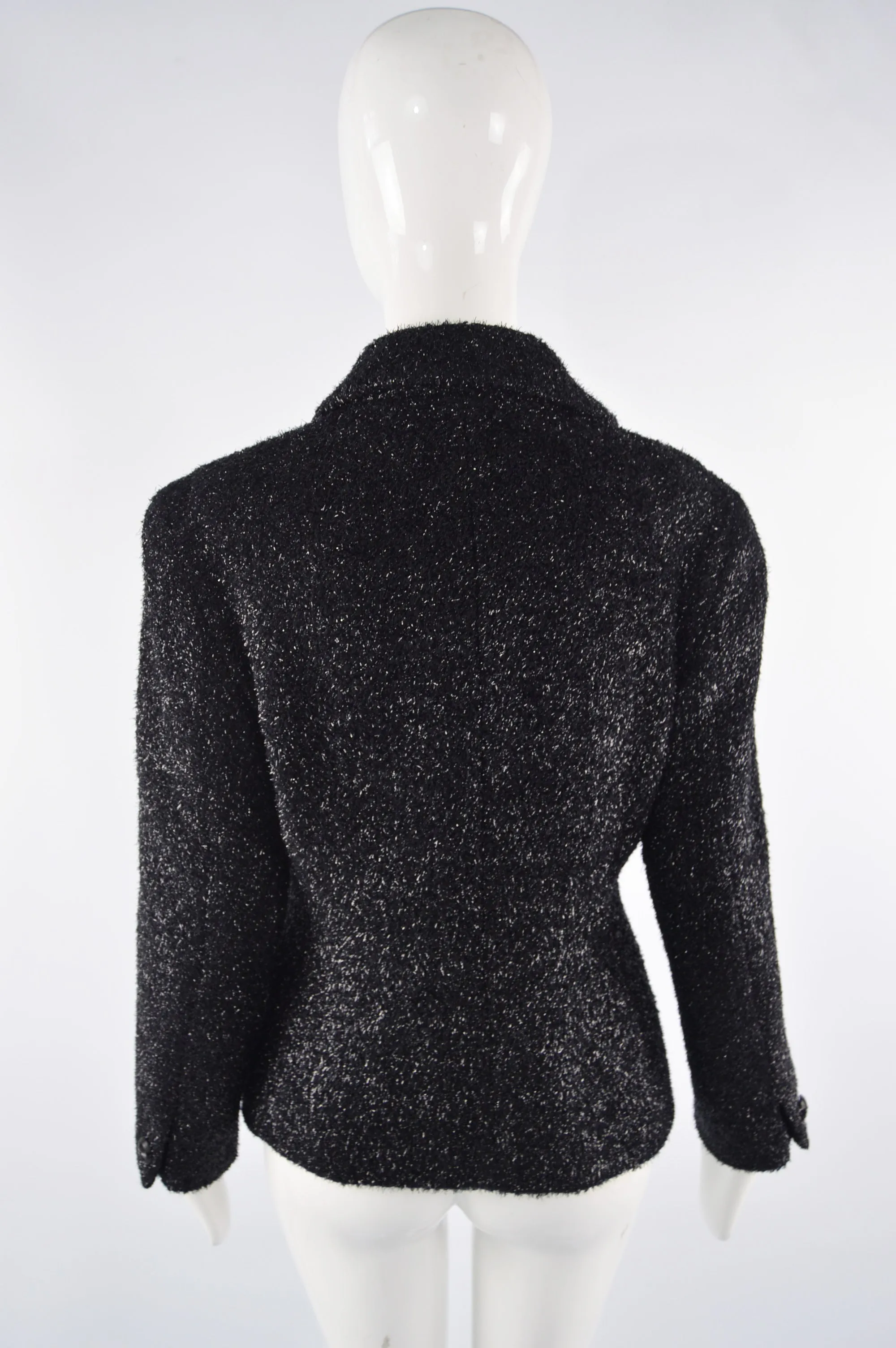 Preowned Black Fuzzy Vintage Lurex & Wool Jacket, 1980s