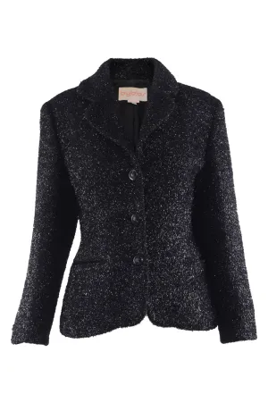 Preowned Black Fuzzy Vintage Lurex & Wool Jacket, 1980s