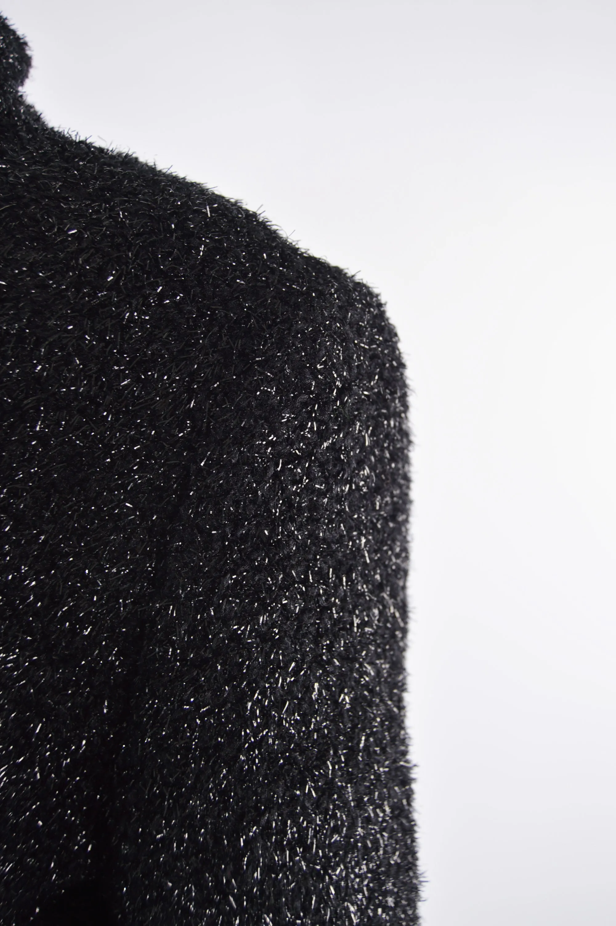Preowned Black Fuzzy Vintage Lurex & Wool Jacket, 1980s