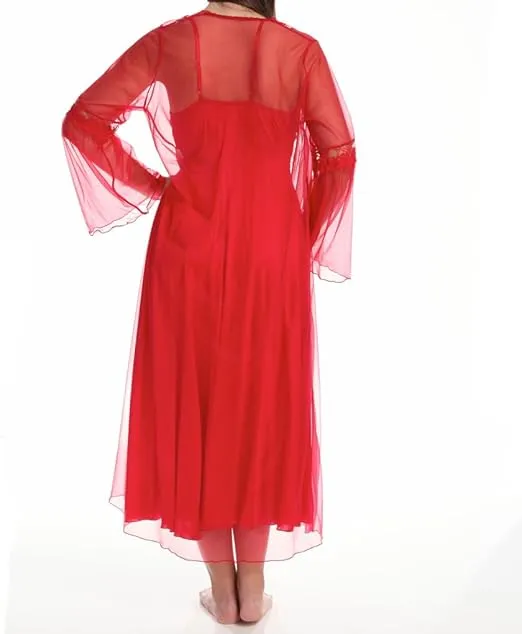Queen Tricot & Lace Night Gown Peignoir Set