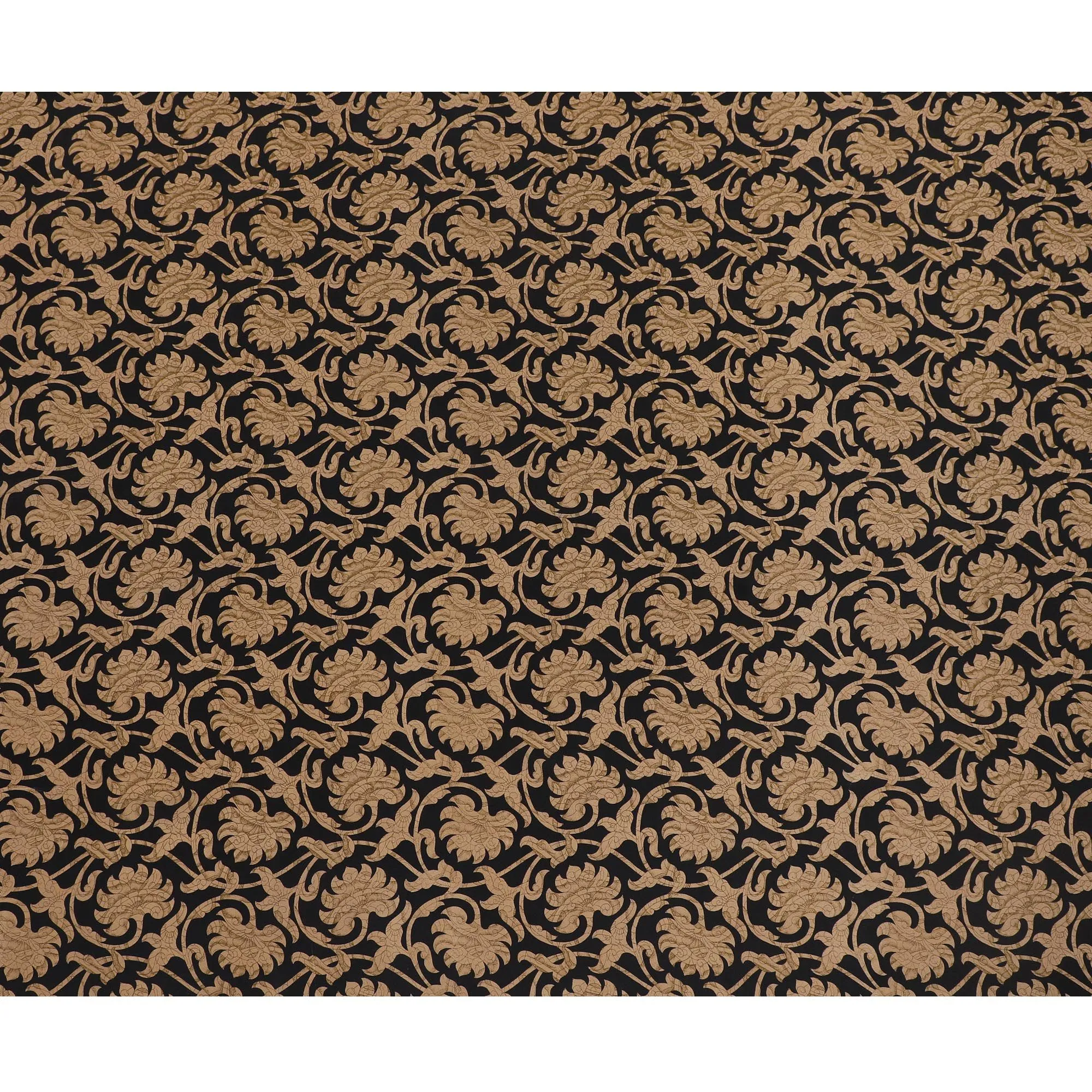Regal Baroque Silk Crepe Fabric - Classic Gold on Black Print, 110cm Wide - Buy Online for Opulent Creations-D18180