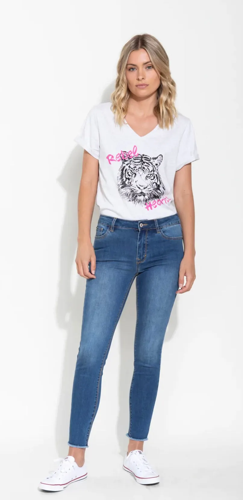 Saint Rose Lucia Stretch Denim Jean - Mid Blue