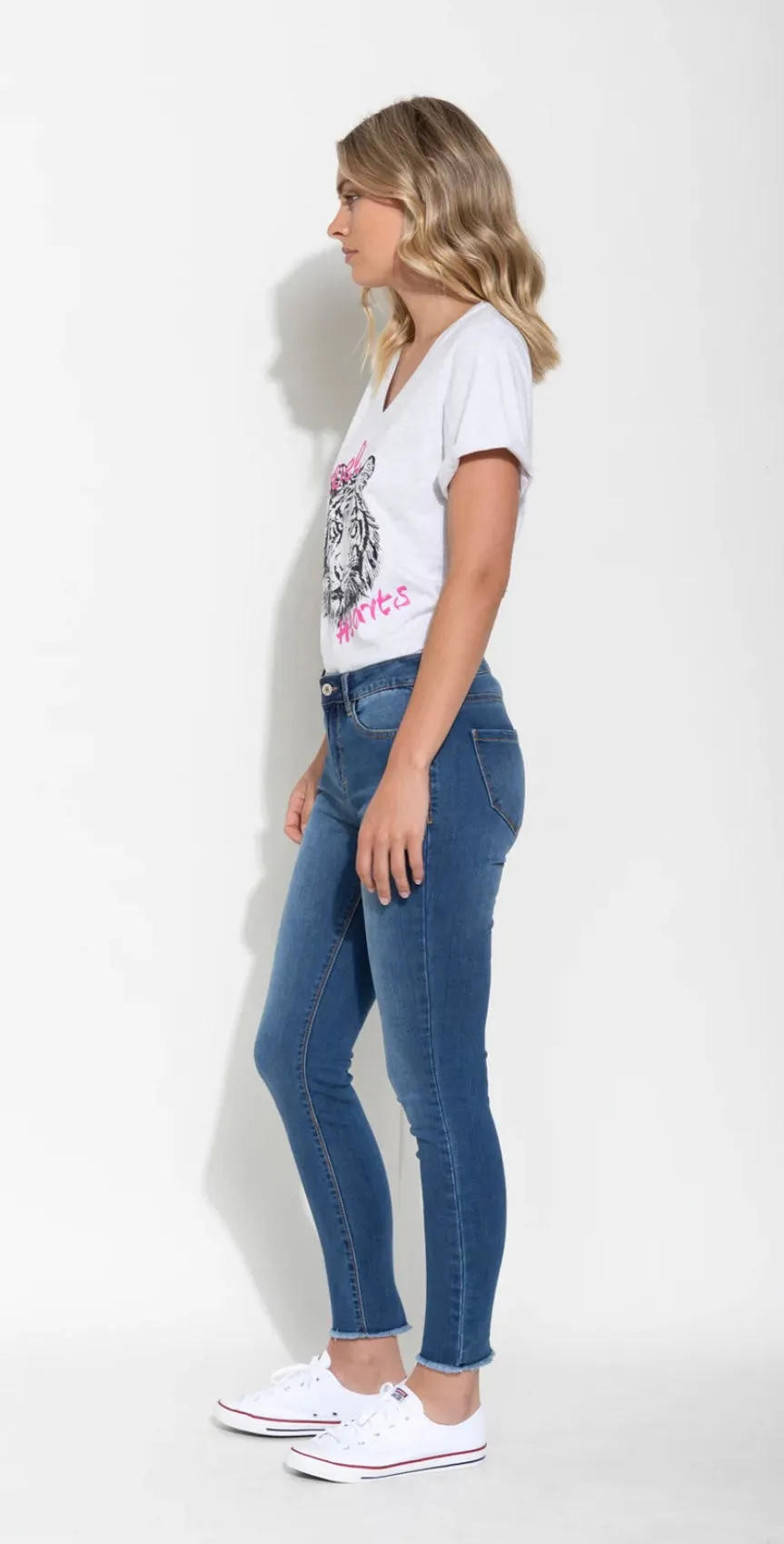 Saint Rose Lucia Stretch Denim Jean - Mid Blue