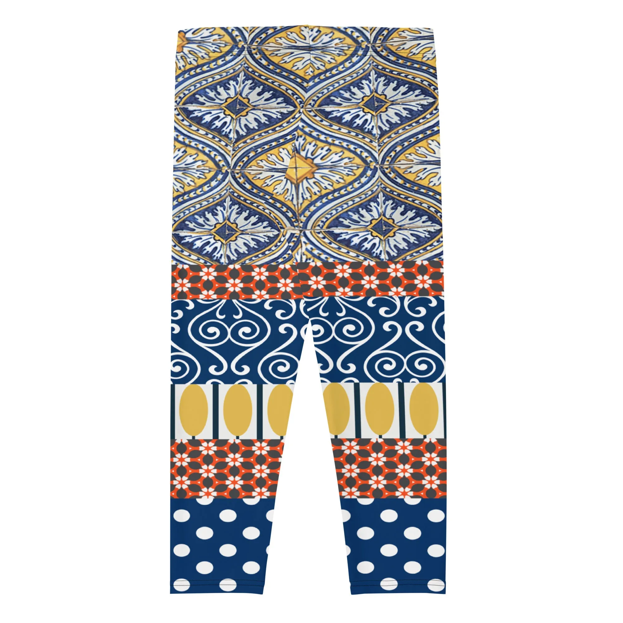 Scaredy-Cat Blue Mediterranean Tile Capri Leggings