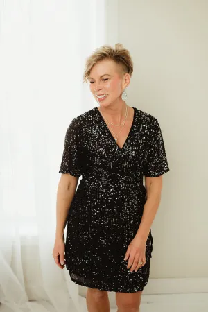 Sequin Wrap Dress