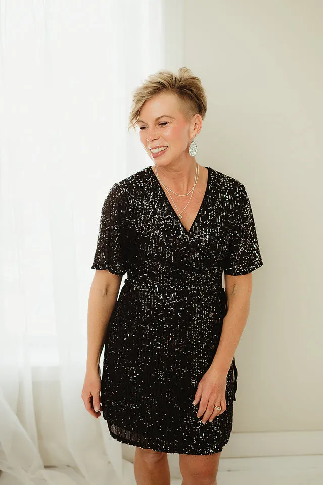 Sequin Wrap Dress
