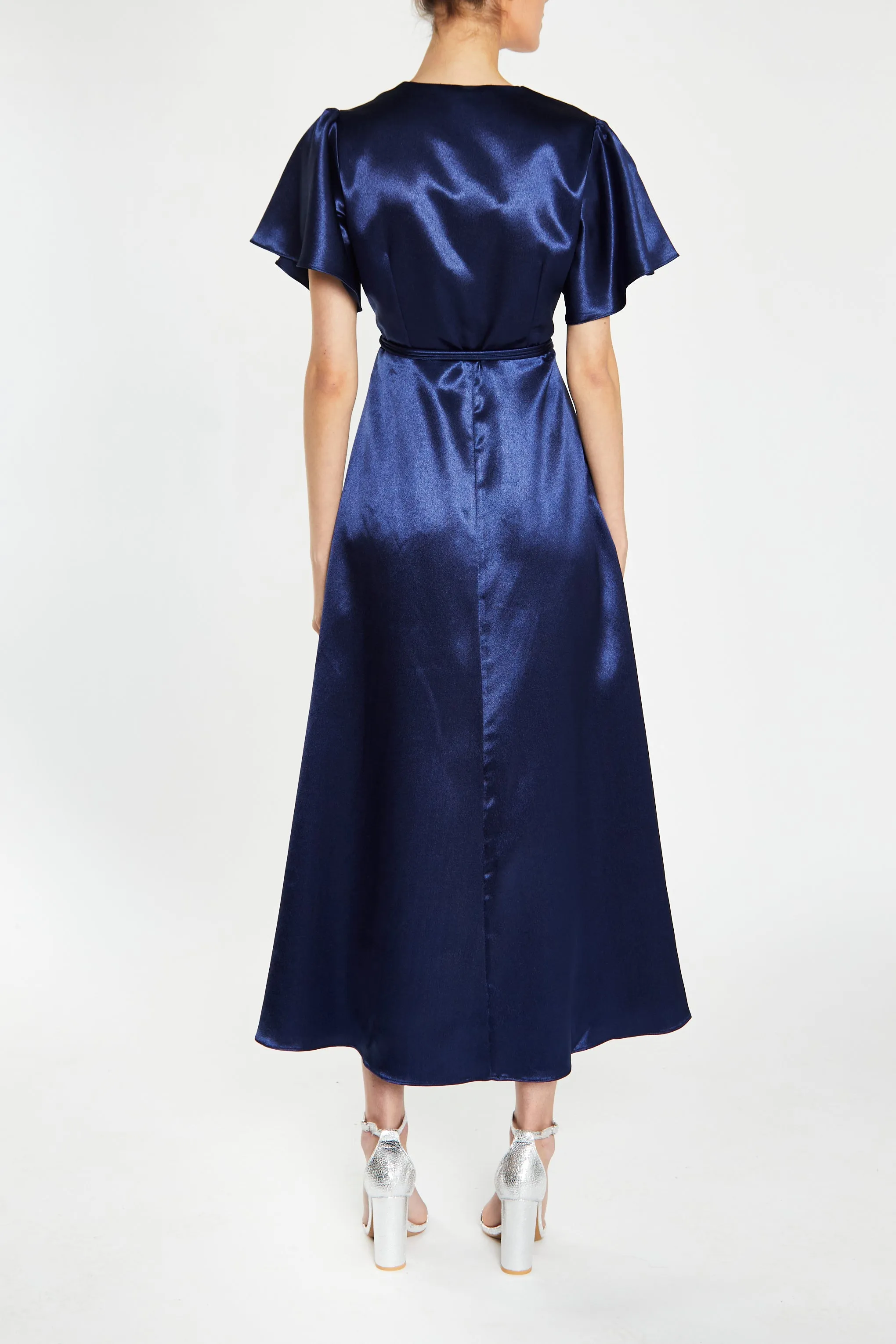 Serena Navy Bridesmaid Wrap Midi-Dress