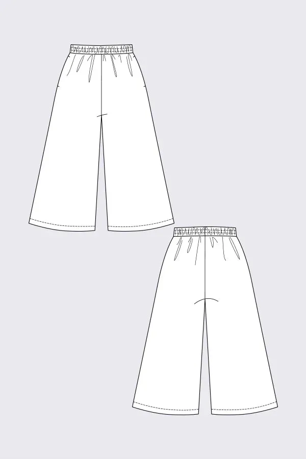 Sewing Kit - Named Ninni Culottes in Serene Khaki Sandwashed Viscose