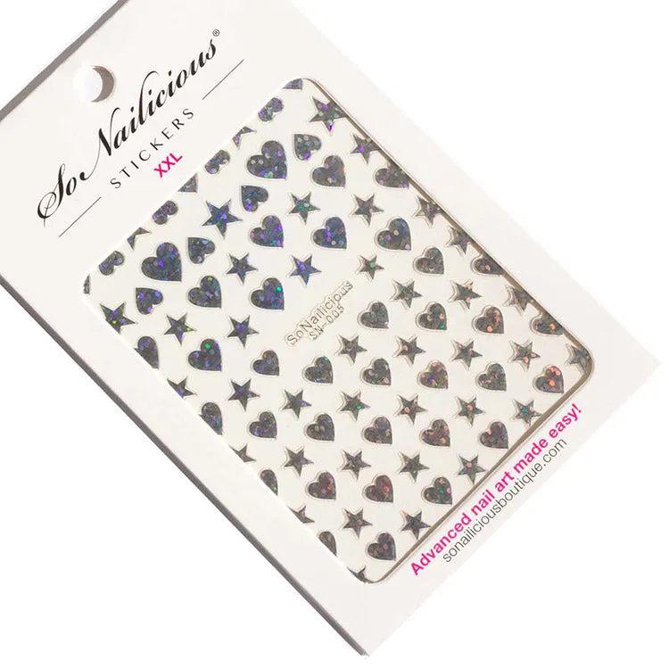 Stars & Hearts Nail Stickers - 005 XXL - 3 Colours