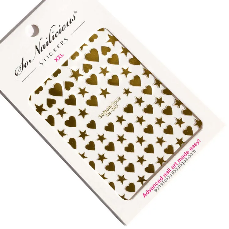 Stars & Hearts Nail Stickers - 005 XXL - 3 Colours