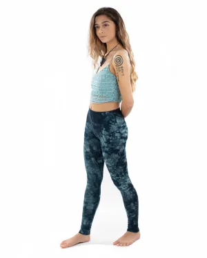 Stonewash Tie Dye Leggings Blue