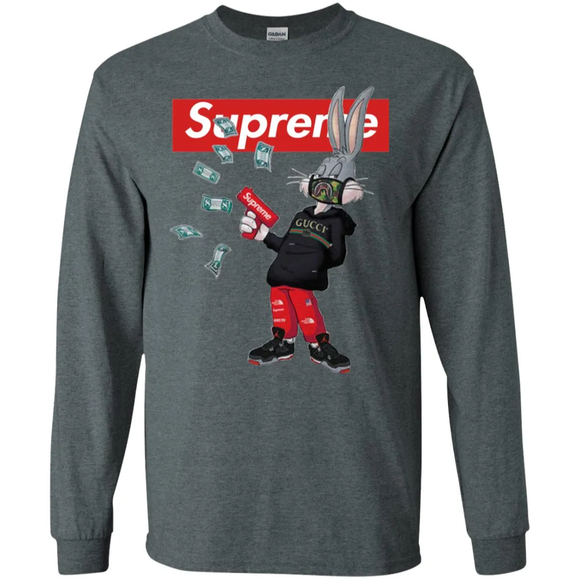 Supreme Rabbit Gucci Gang T-shirt Men Long Sleeve Shirt