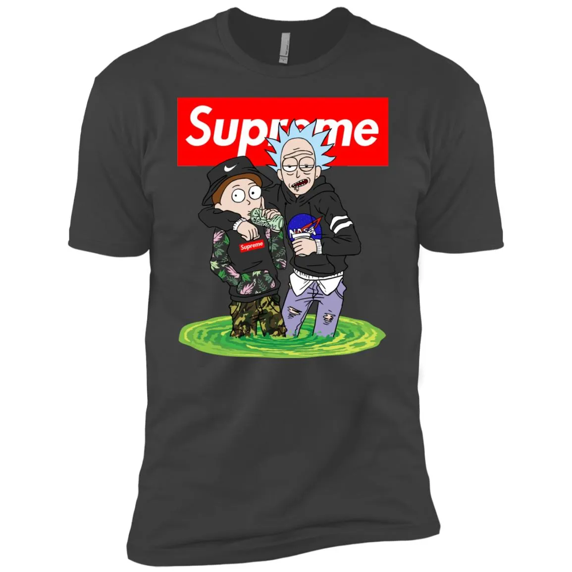 Supreme Rick And Morty T-shirt Men Short Sleeve T-Shirt