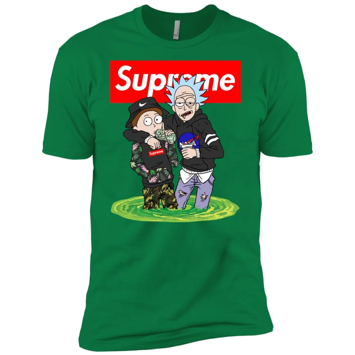 Supreme Rick And Morty T-shirt Men Short Sleeve T-Shirt