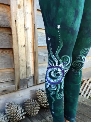 Teal and Purple Sun Star Batik Leggings